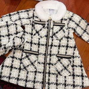 Blueberi Boulevard Kids Plaid Coat and hat set -12mo